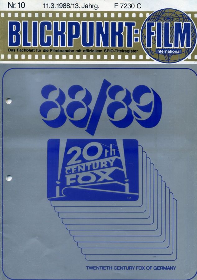 BLICKPUNKT: FILM magazine side cover Issue 10   1988