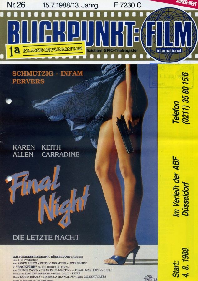 BLICKPUNKT: FILM magazine side cover Issue 26   1988