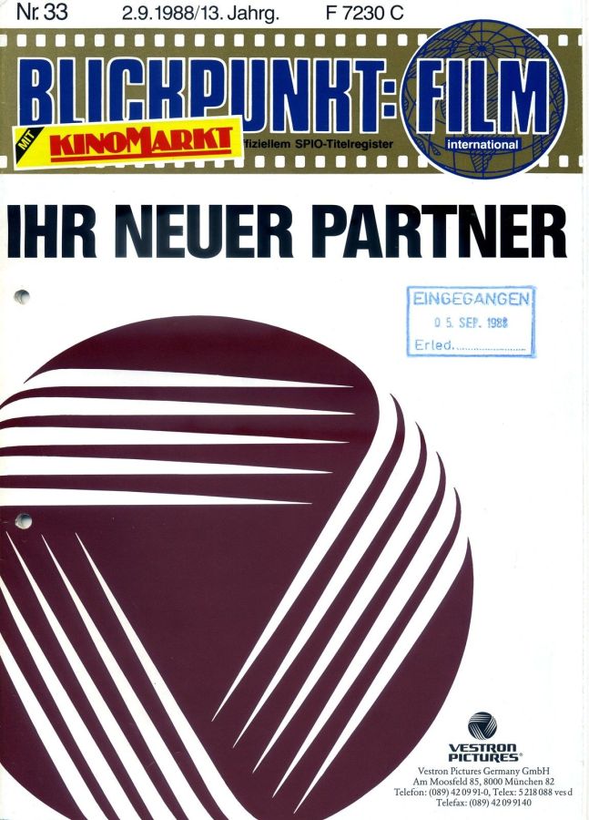 BLICKPUNKT: FILM magazine side cover Issue 33   1988
