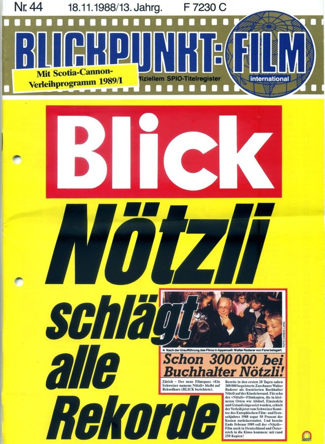 BLICKPUNKT: FILM magazine side cover Issue 44   1988