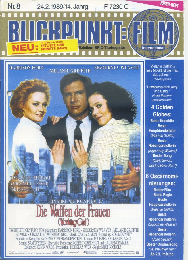 BLICKPUNKT: FILM magazine side cover Issue 8   1989