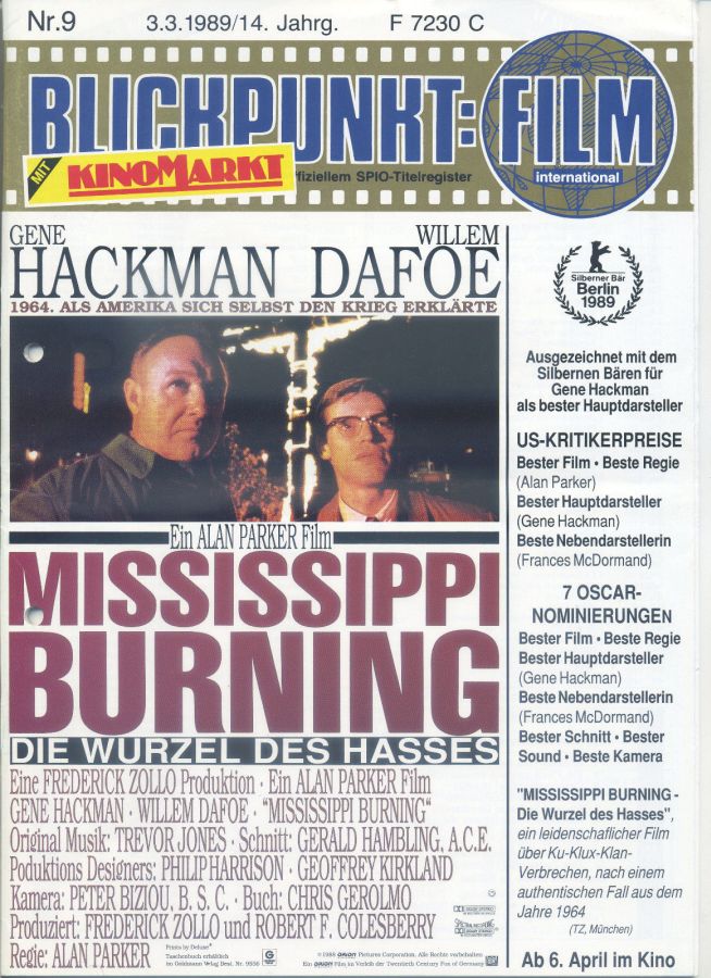 BLICKPUNKT: FILM magazine side cover Issue 9   1989