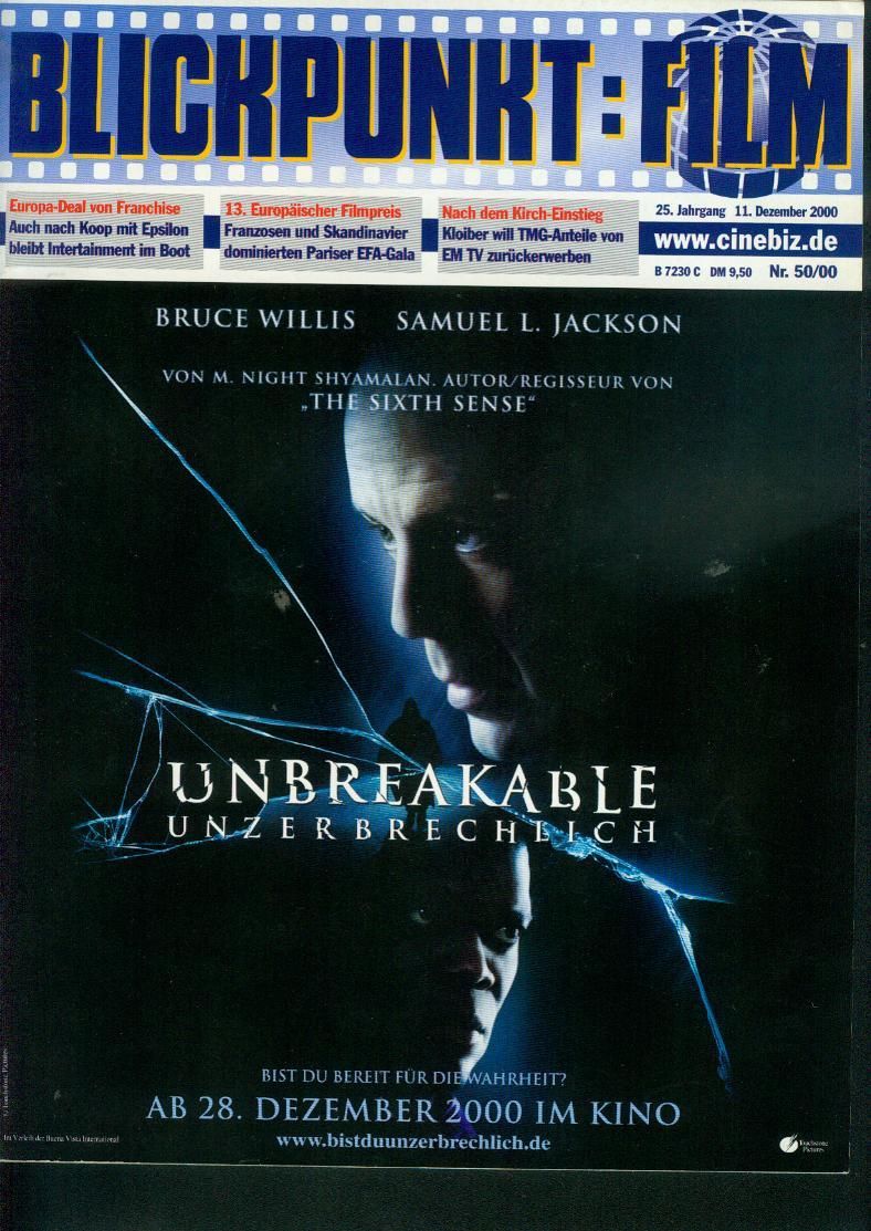 BLICKPUNKT: FILM magazine side cover Issue 50 11 December 2000
