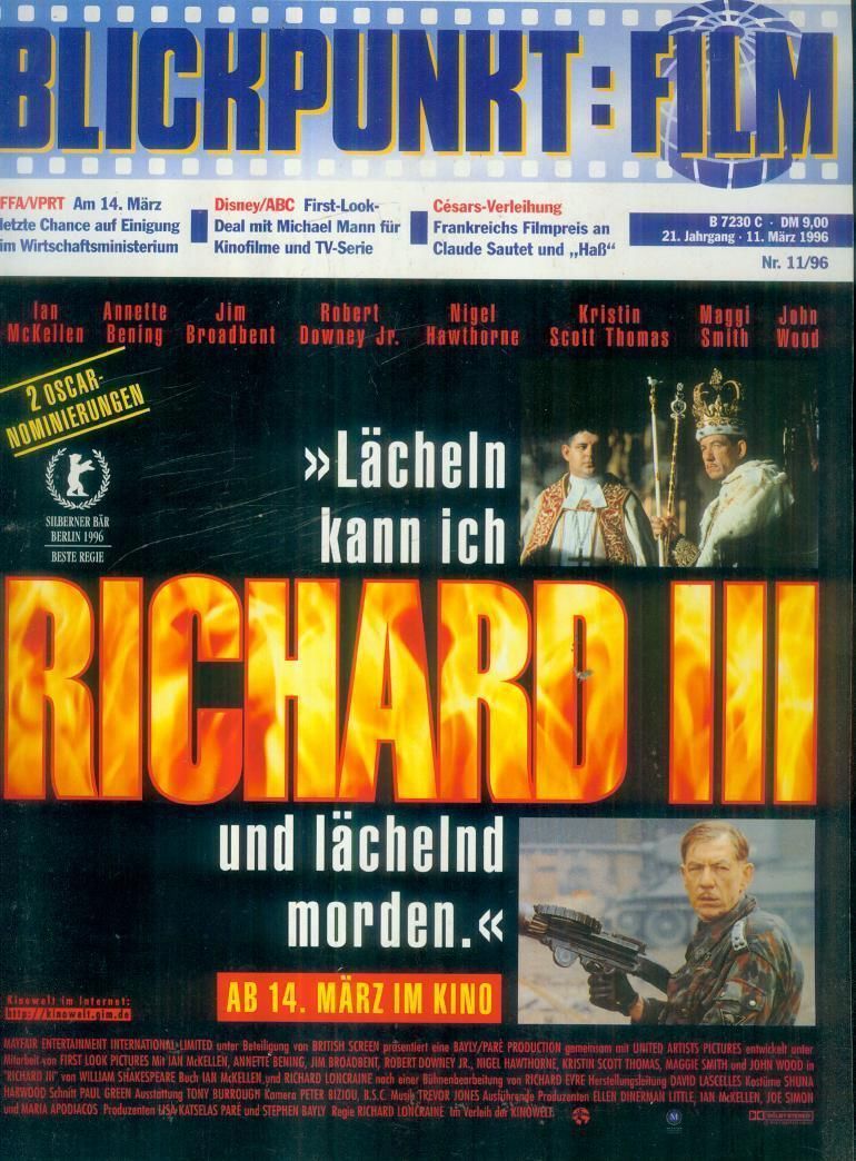 BLICKPUNKT: FILM magazine side cover Issue 11 11 March 1996