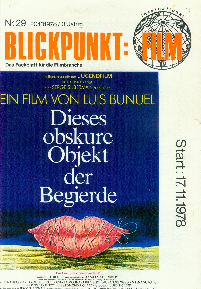 BLICKPUNKT: FILM magazine side cover Issue 29 20 October 1978