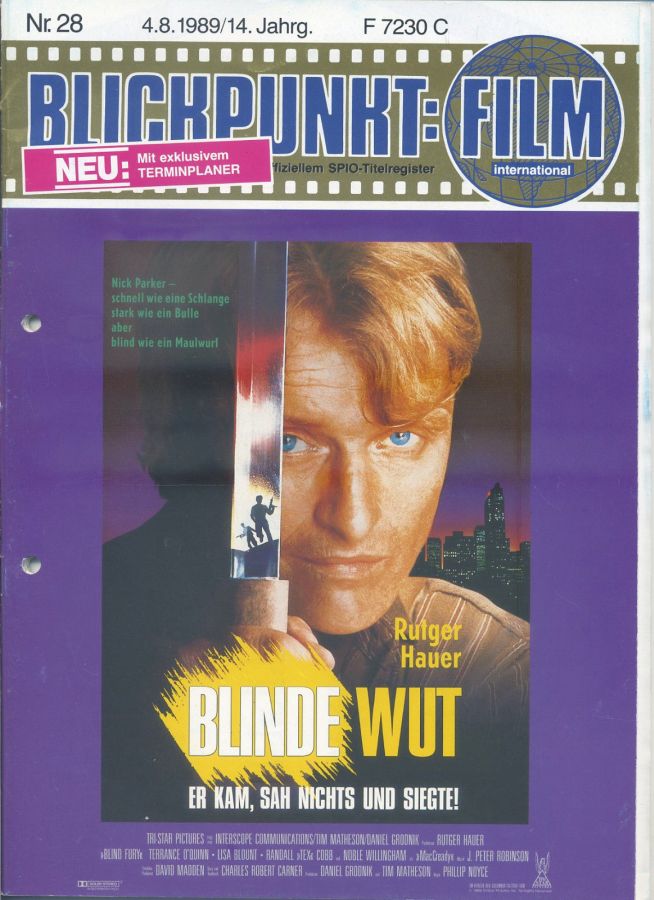 BLICKPUNKT: FILM magazine side cover Issue 28 4 August 1989