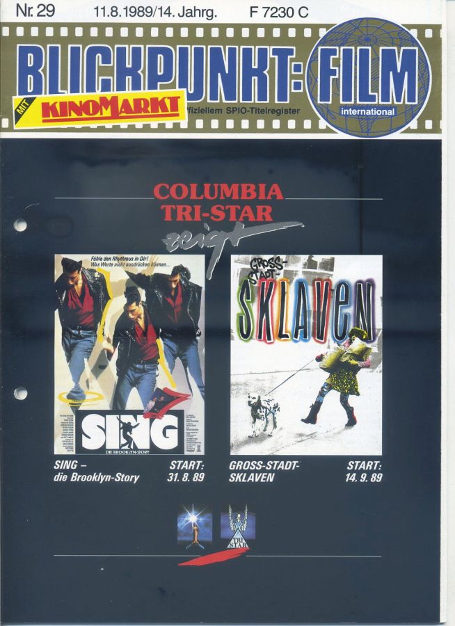 BLICKPUNKT: FILM magazine side cover Issue 29 11 August 1989