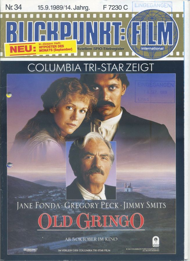 BLICKPUNKT: FILM magazine side cover Issue 34 15 September 1989