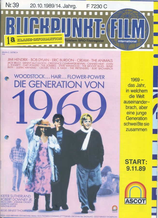 BLICKPUNKT: FILM magazine side cover Issue 39 20 October 1989