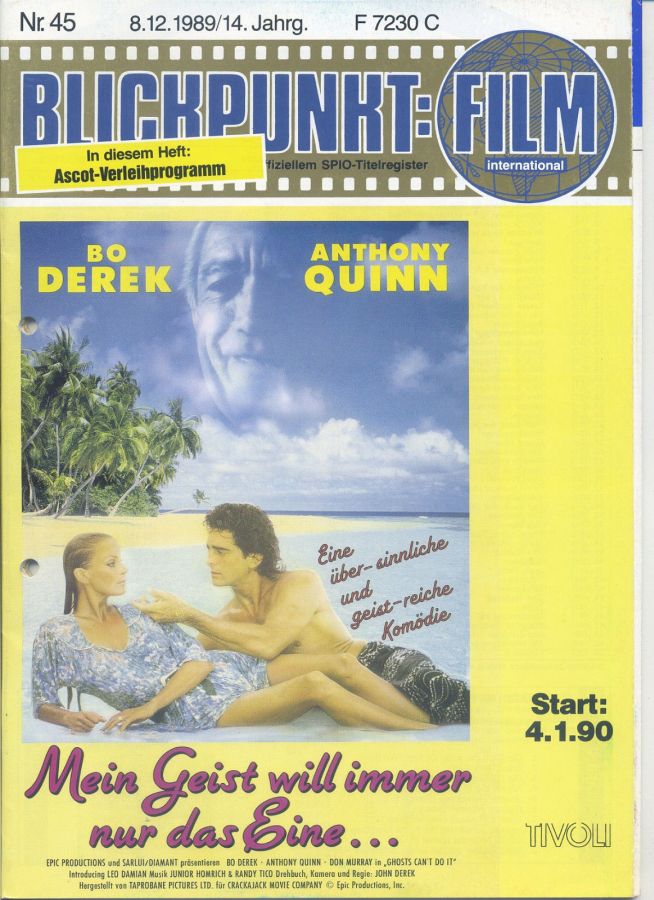 BLICKPUNKT: FILM magazine side cover Issue 45 8 December 1989