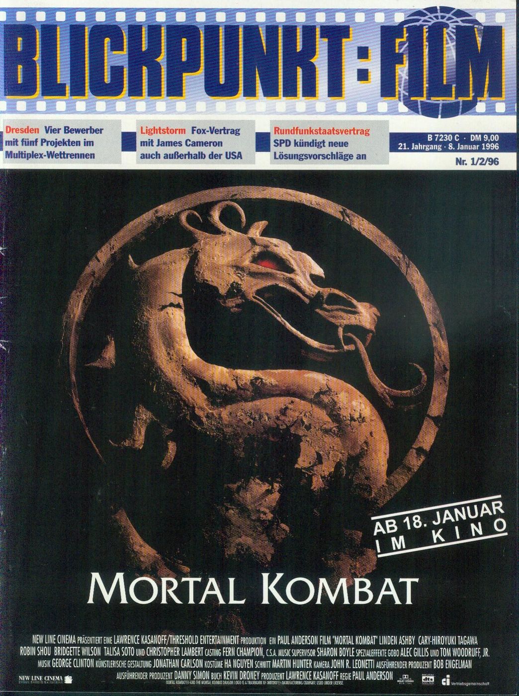 BLICKPUNKT: FILM magazine side cover Issue 1-2 8 January 1996