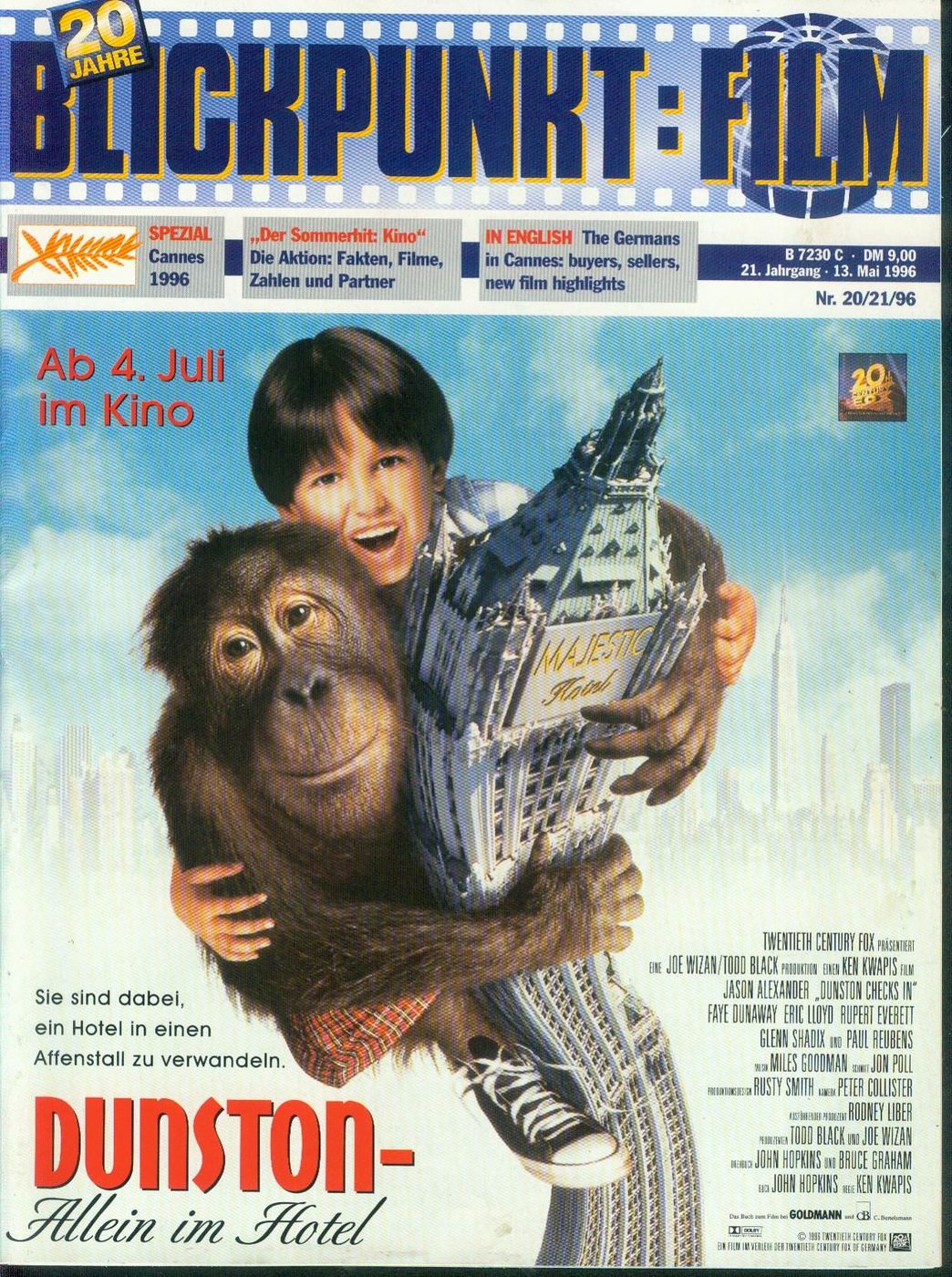 BLICKPUNKT: FILM magazine side cover Issue 20-21 13 May 1996