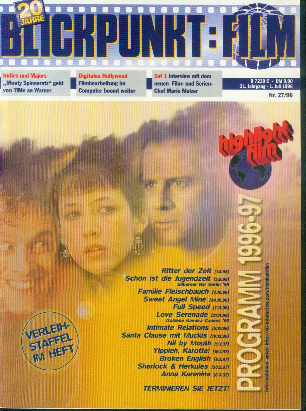 BLICKPUNKT: FILM magazine side cover Issue 27 1 July 1996