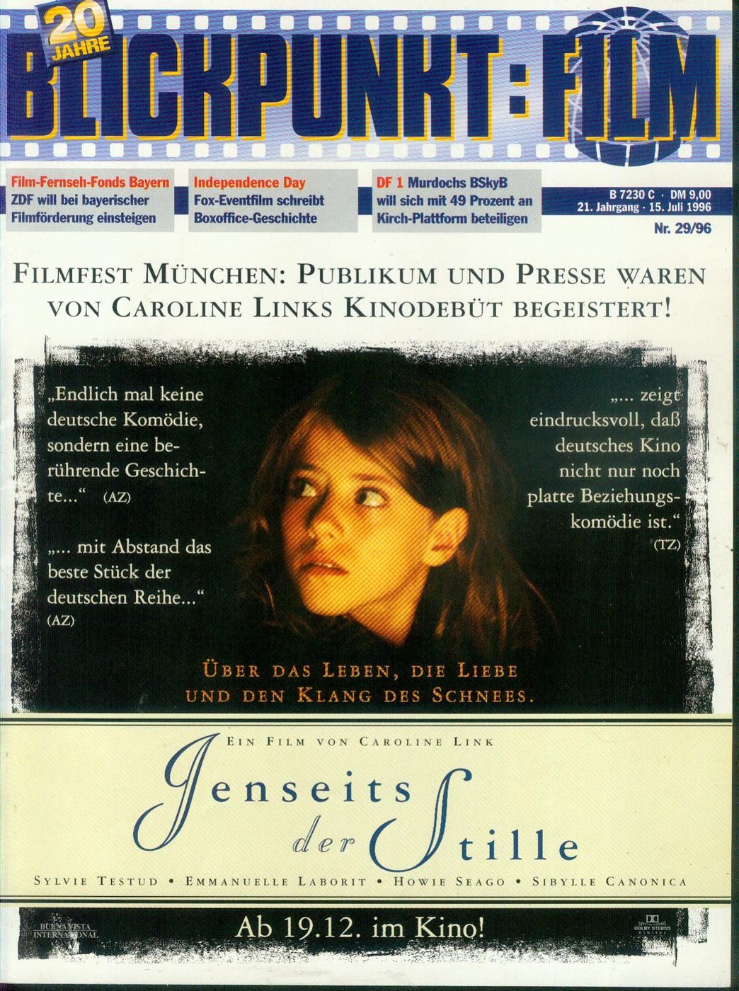 BLICKPUNKT: FILM magazine side cover Issue 29 15 July 1996