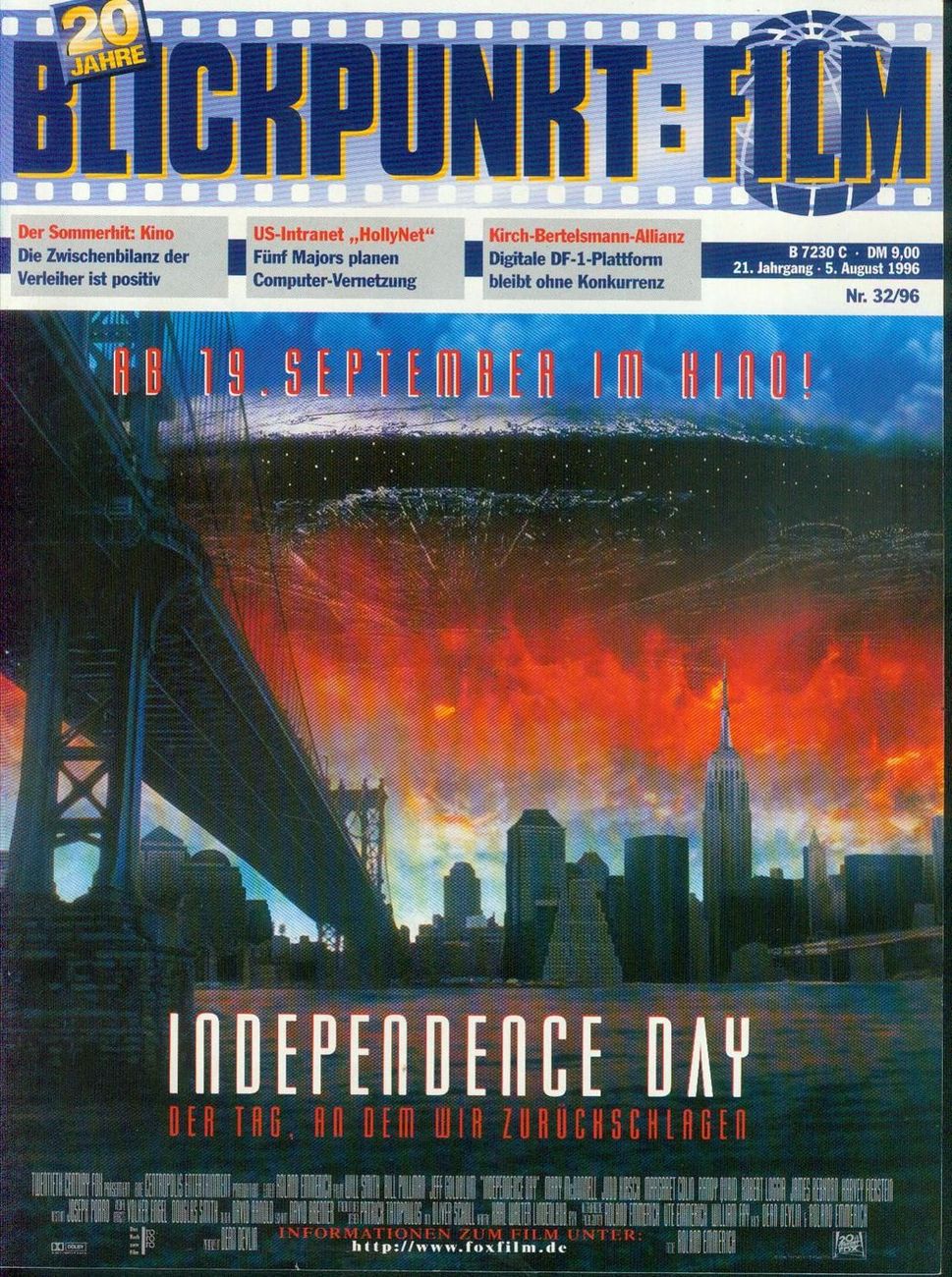 BLICKPUNKT: FILM magazine side cover Issue 32 5 August 1996