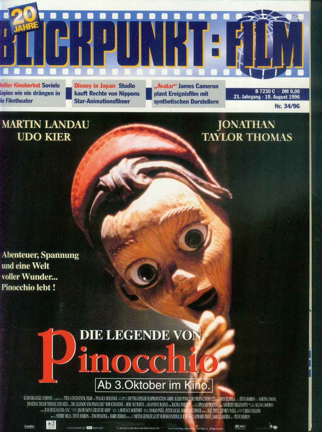BLICKPUNKT: FILM magazine side cover Issue 34 19 August 1996