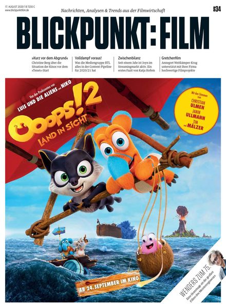 BLICKPUNKT: FILM magazine side cover Issue 34 17 August 2020