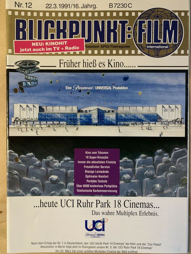 BLICKPUNKT: FILM magazine side cover Issue 12   1991