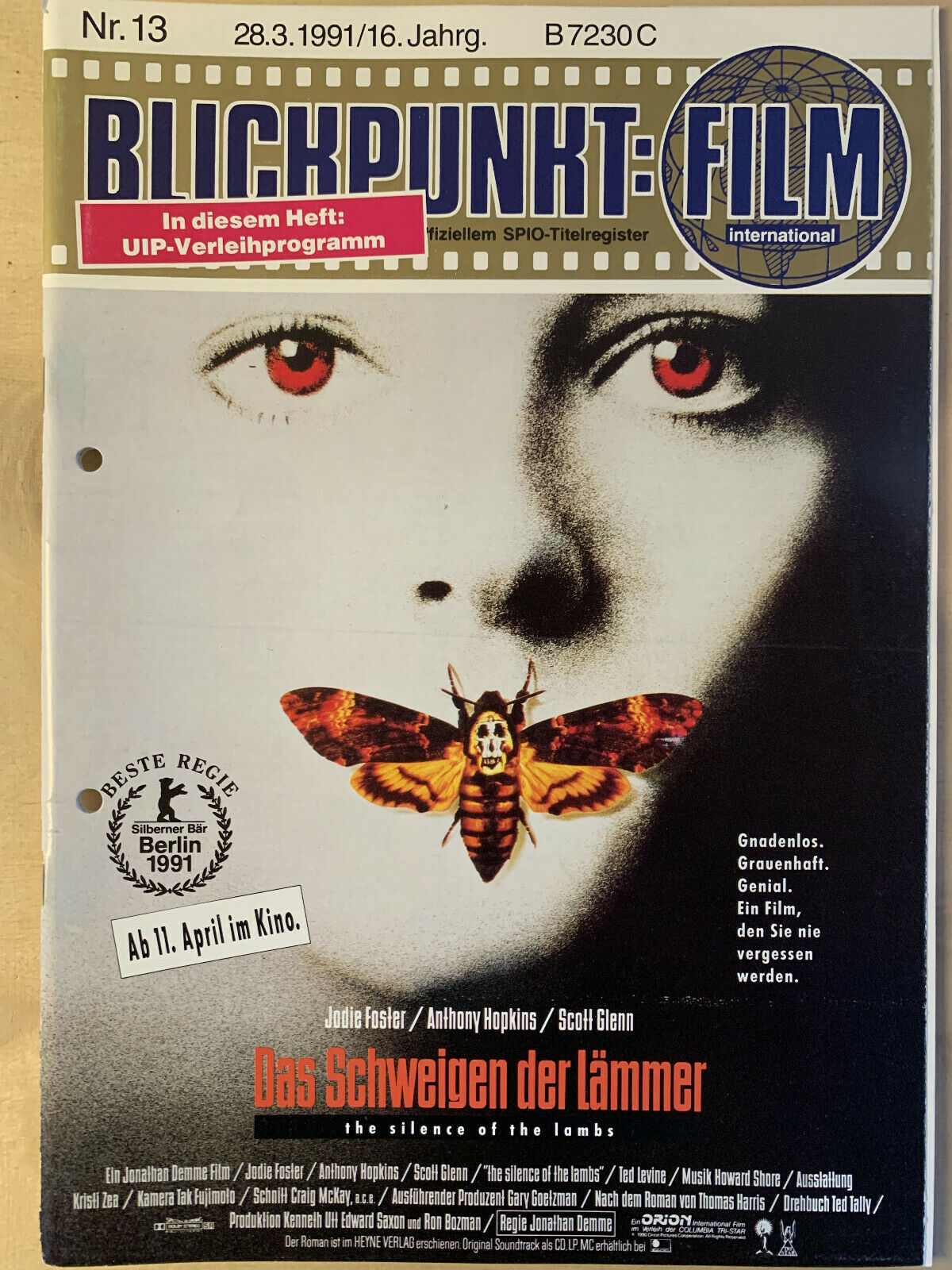 BLICKPUNKT: FILM magazine side cover Issue 13   1991