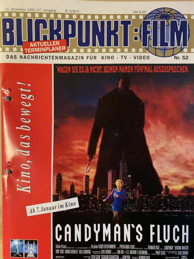 BLICKPUNKT: FILM magazine side cover Issue 52   1992