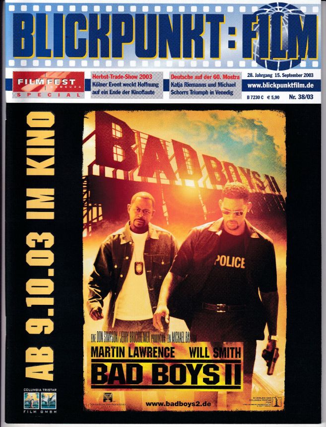 BLICKPUNKT: FILM magazine side cover Issue 38 15 September 2003