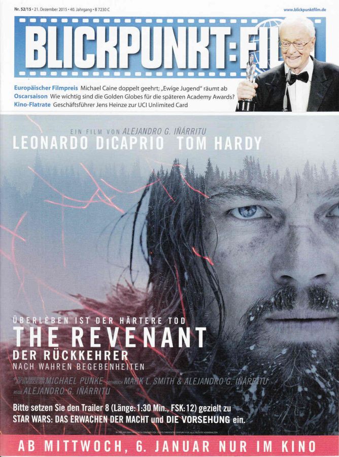BLICKPUNKT: FILM magazine side cover Issue 52 21 December 2015