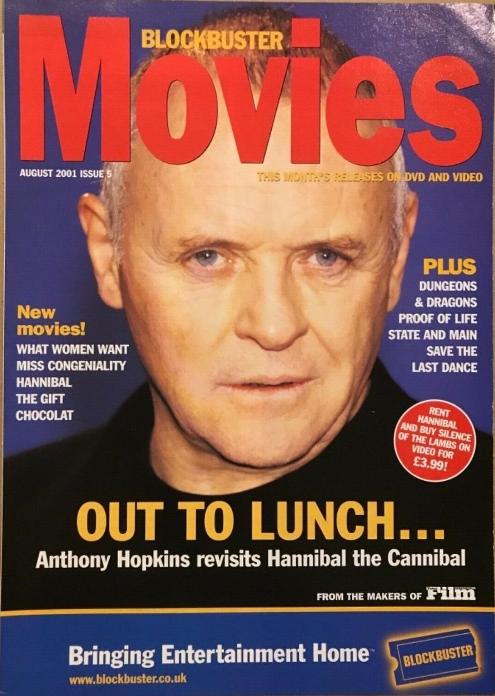 BLOCKBUSTER MOVIES magazine side cover Issue 5  August 2001