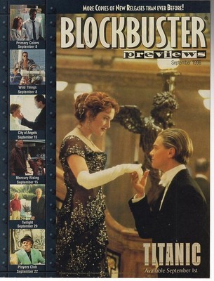 BLOCKBUSTER PREVIEWS magazine side cover  September 1998