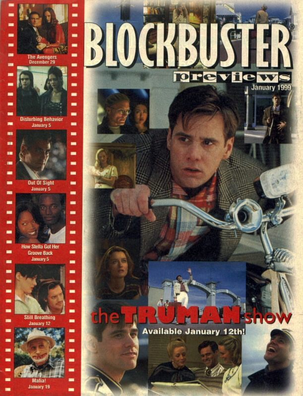 BLOCKBUSTER PREVIEWS magazine side cover  January 1999