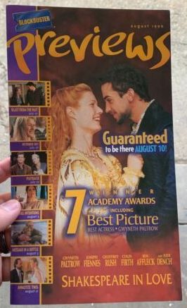 BLOCKBUSTER PREVIEWS magazine side cover  August 1999