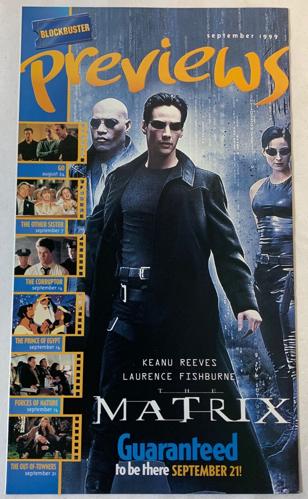BLOCKBUSTER PREVIEWS magazine side cover  September 1999