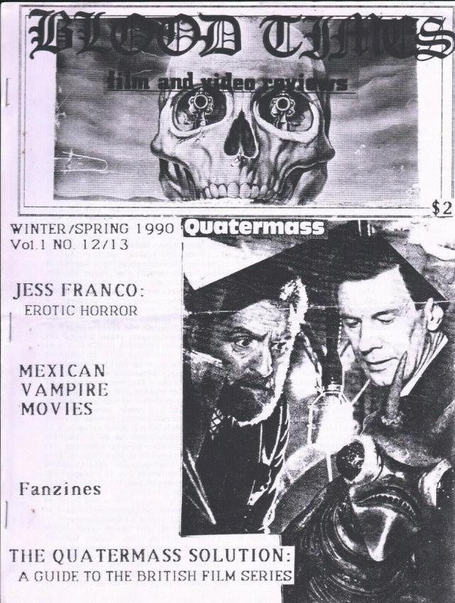 BLOOD TIMES magazine side cover  Vol 1 No  12-13 Spring 1990