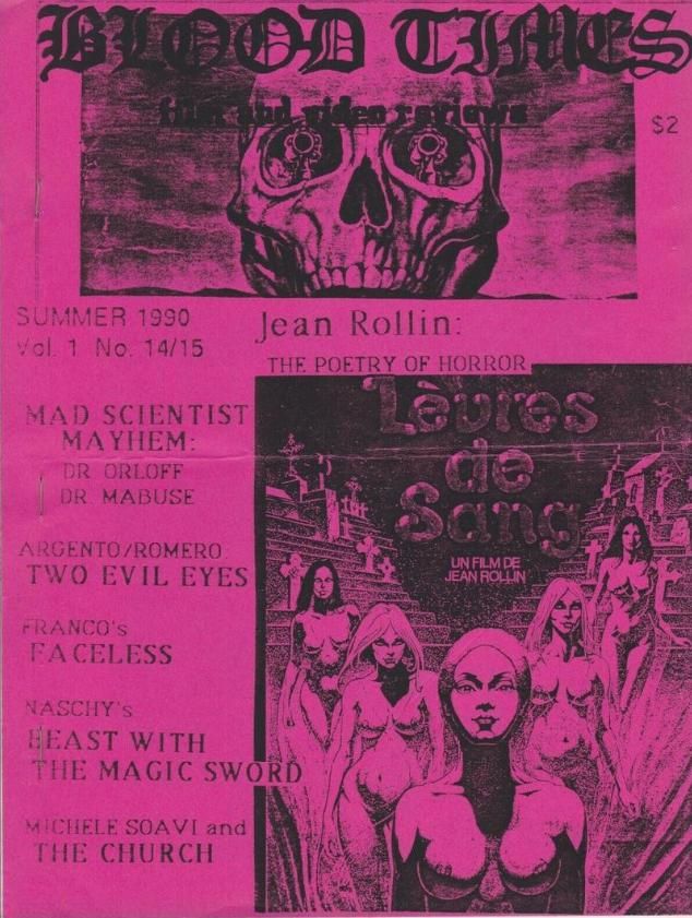 BLOOD TIMES magazine side cover  Vol 1 No  14-15 Summer 1990