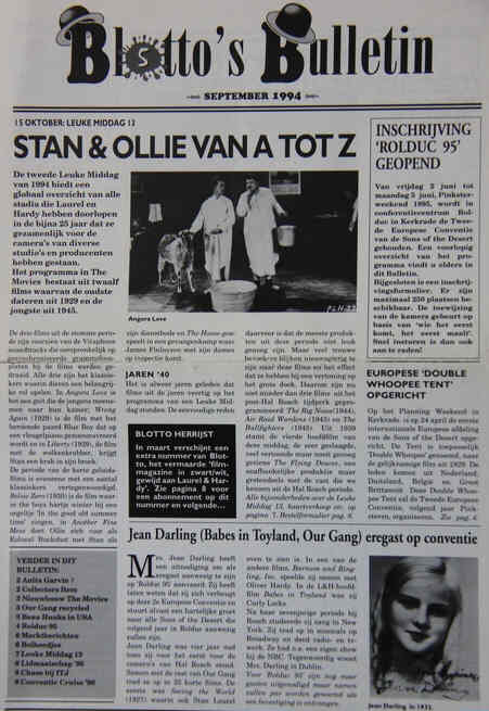 BLOTTOS BULLETIN magazine side cover September 1994