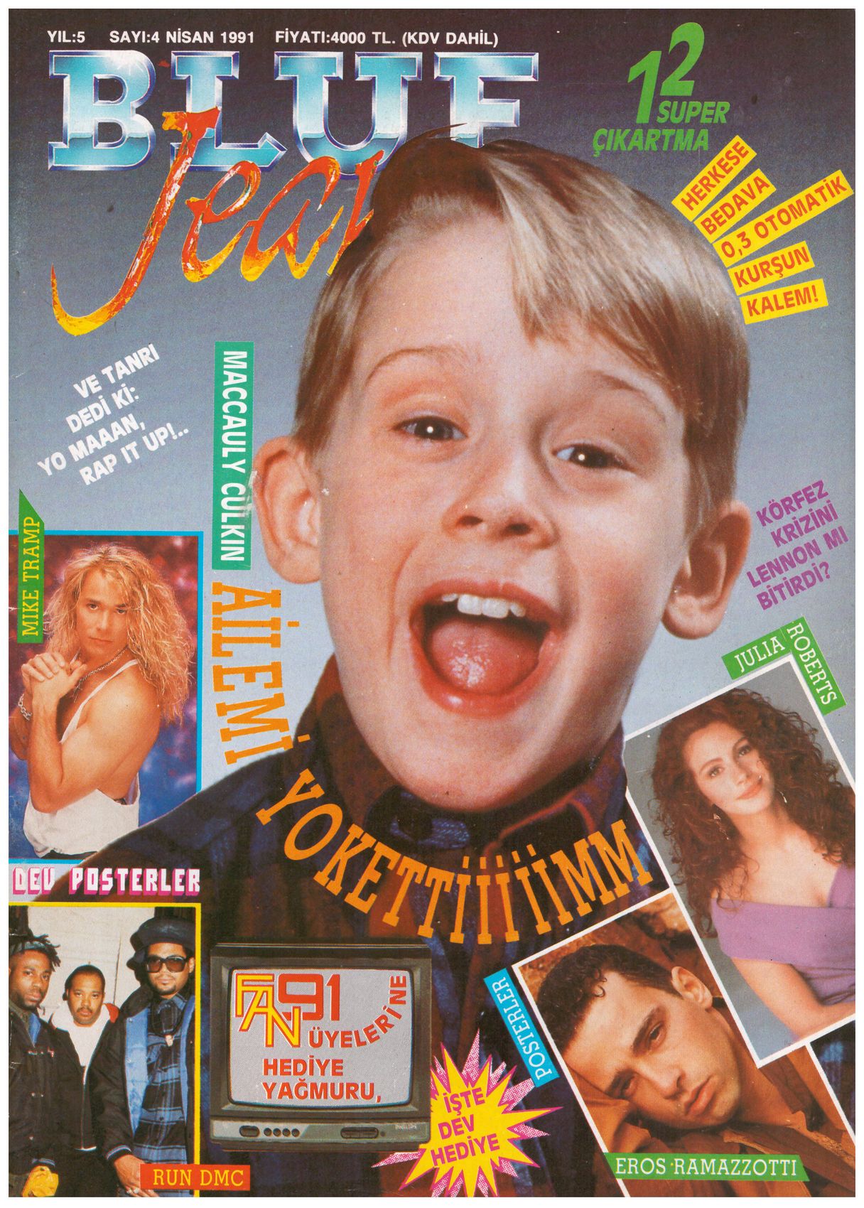 BLUE JEAN magazine side cover  Vol 4 No  5  April 1991