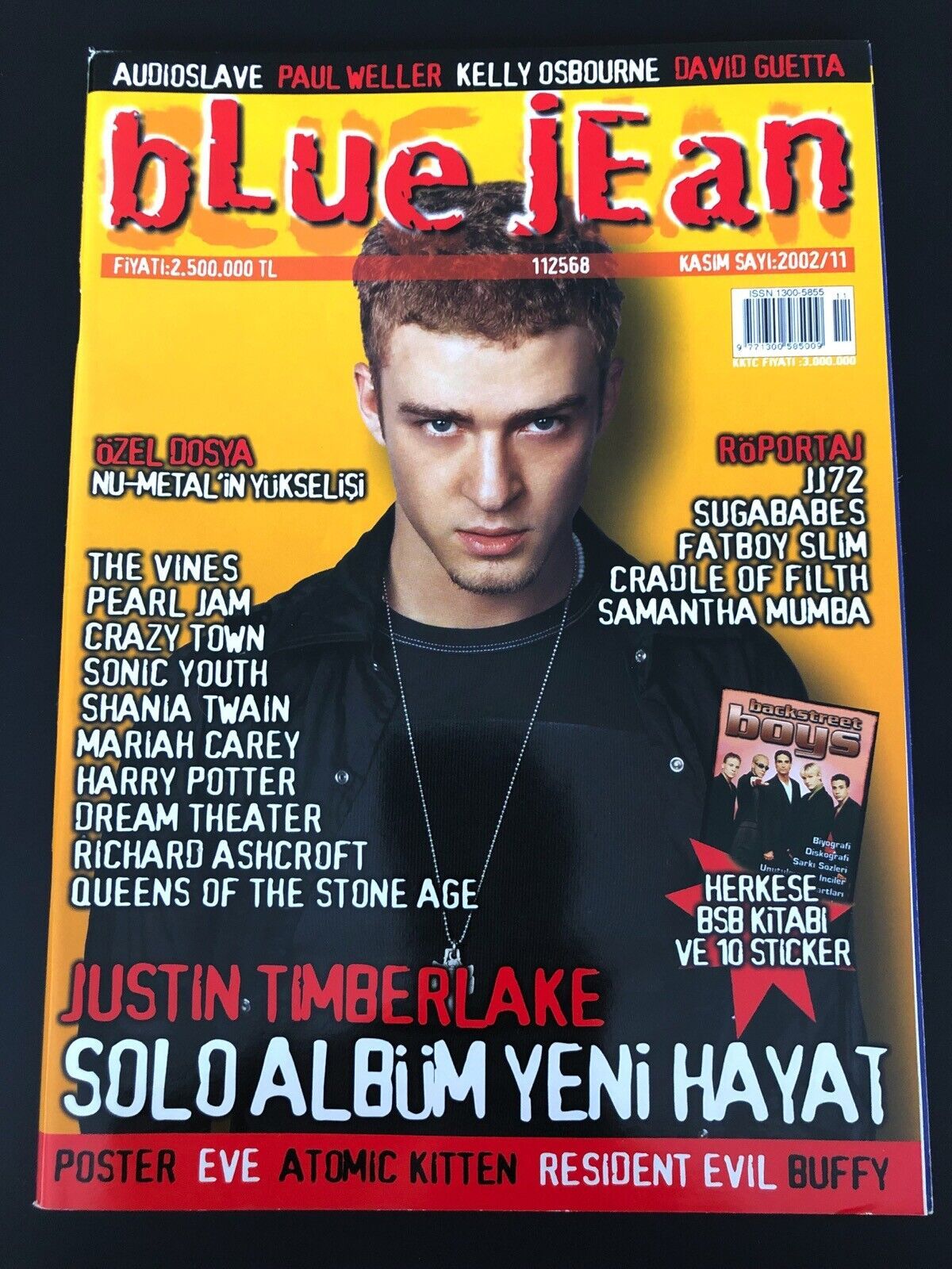BLUE JEAN magazine side cover  November 2002