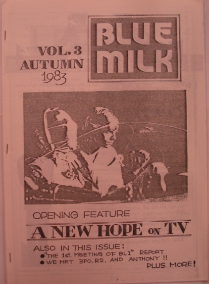 BLUE MILK magazine side cover Issue 3 Autumn 1983