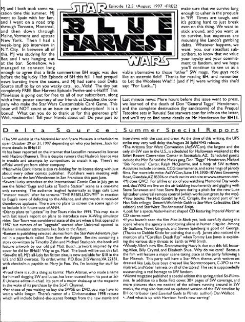 BLUE HARVEST magazine side cover Issue 12.5  Mini issue  August 1997