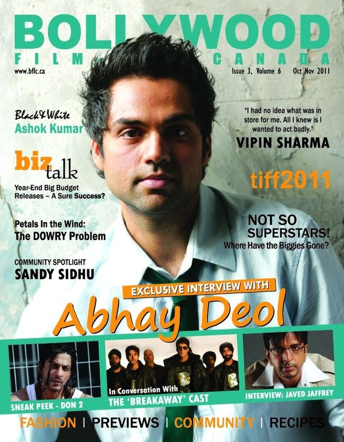 BOLLYWOOD FILM-FARE CANADA magazine side cover October-November 2011