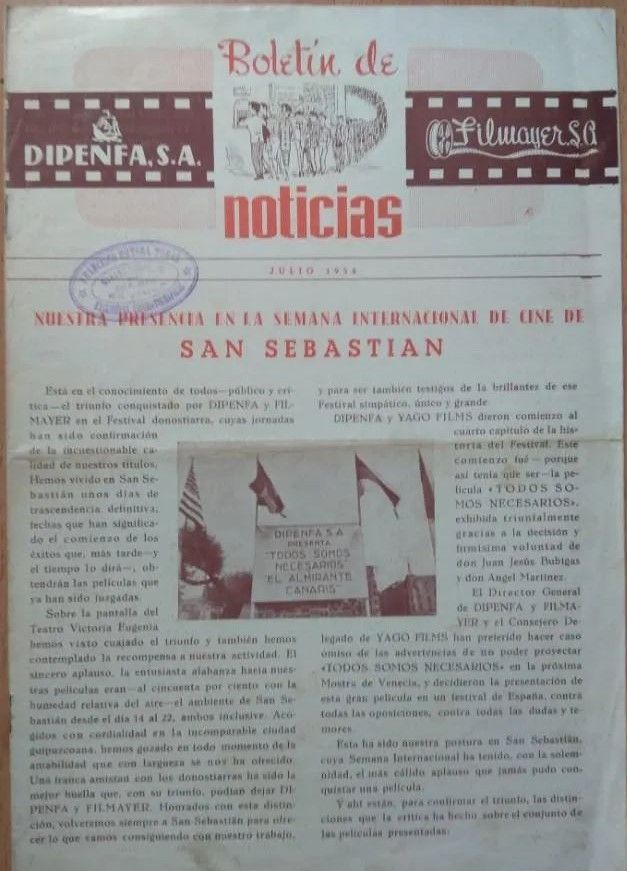 BOLETIN DE NOTICIAS magazine side cover  July 1956