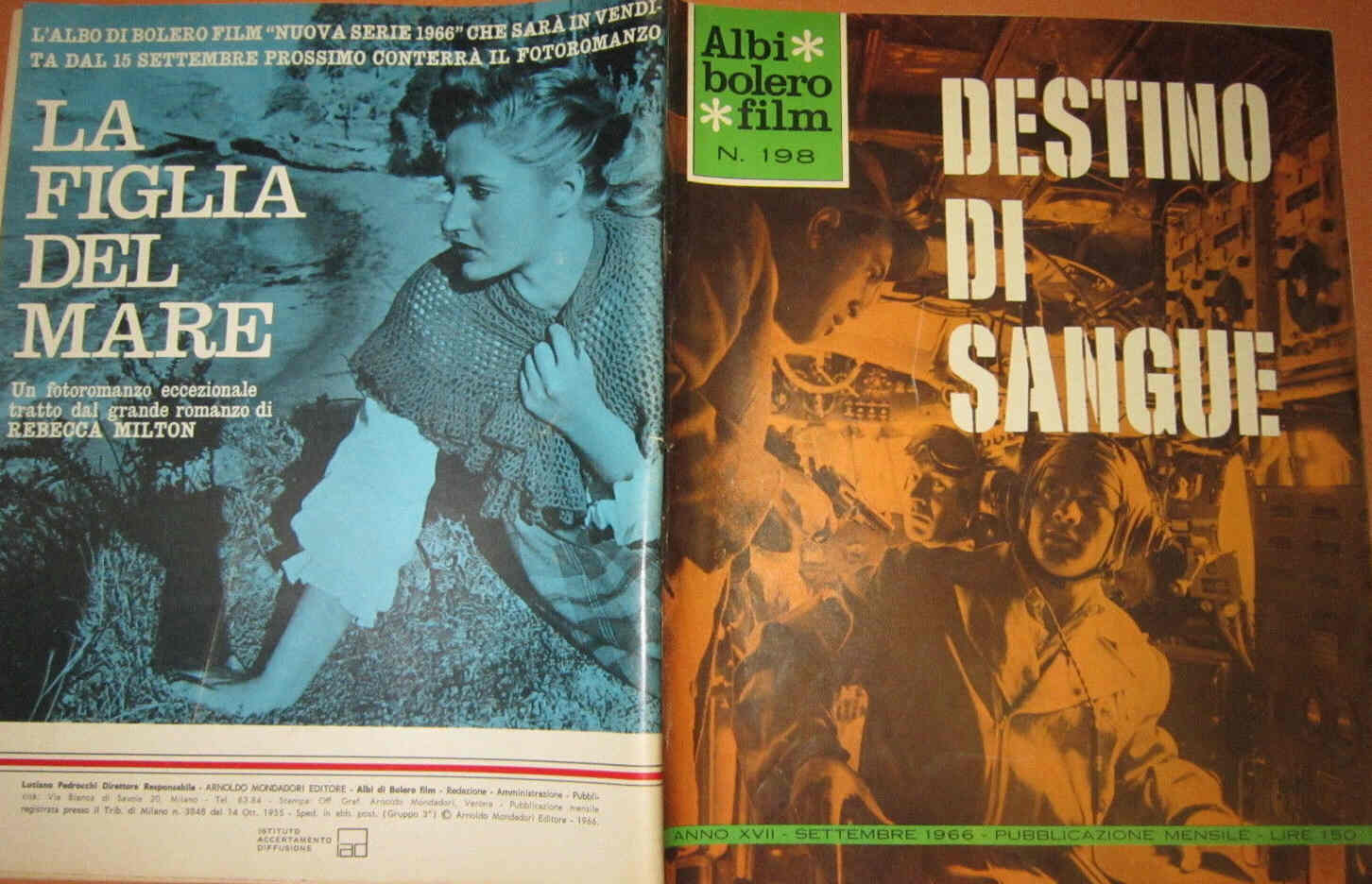 BOLERO FILM I NUOVI ALBI magazine side cover Issue 198 September 1966