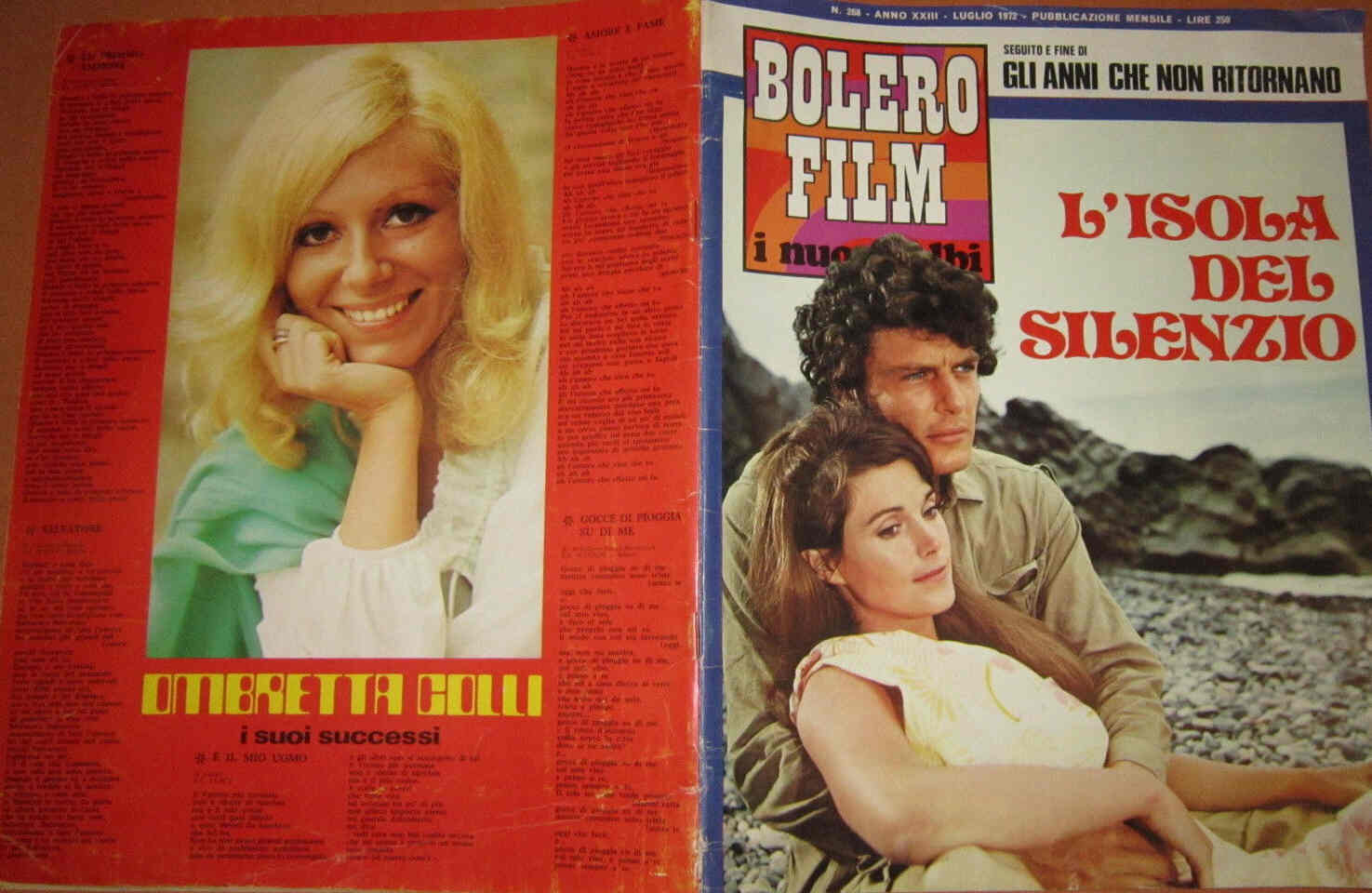 BOLERO FILM I NUOVI ALBI magazine side cover Issue 268 July 1972