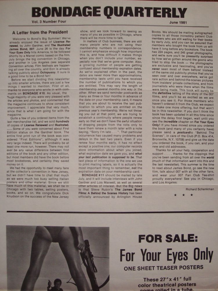 BONDAGE QUARTERLY magazine side cover Vol 3 # 4 - June 1981