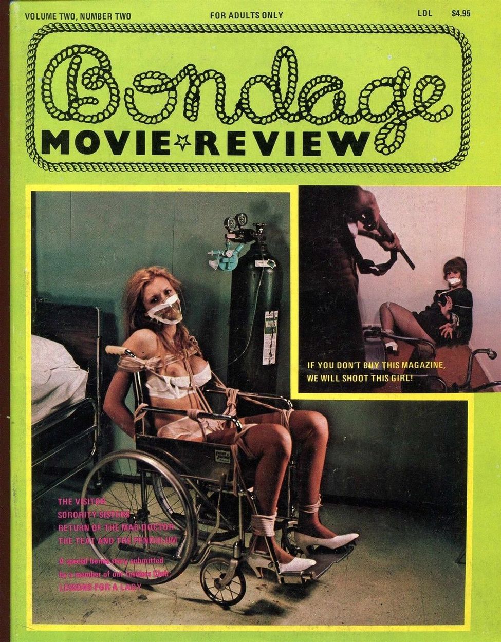 BONDAGE MOVIE REVIEW magazine side cover  Vol 2 No 2  1976