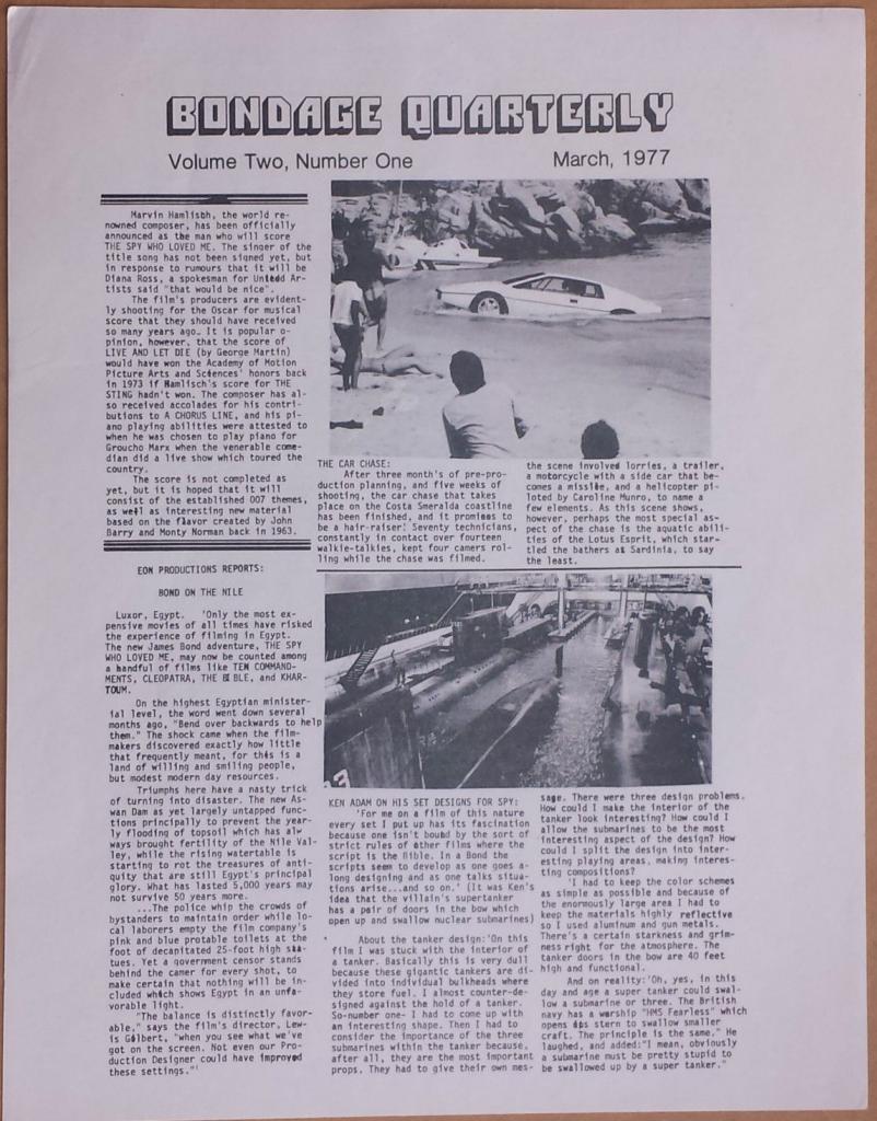 BONDAGE QUARTERLY magazine side cover Issue 2 Vol 2 #1 March 1977