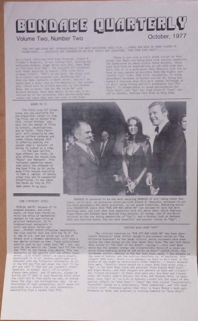 BONDAGE QUARTERLY magazine side cover Issue 2 Vol 2 #2 October 1977
