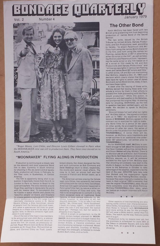 BONDAGE QUARTERLY magazine side cover Issue 2 Vol 2 #4 January 1979