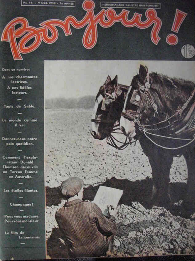 BONJOUR magazine side cover Issue 16 9 October 1938