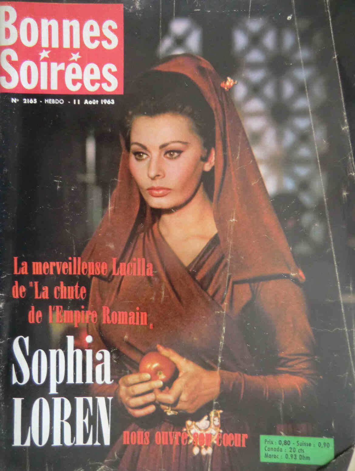 BONNES SOIREES magazine side cover Issue 2165 11 August 1963