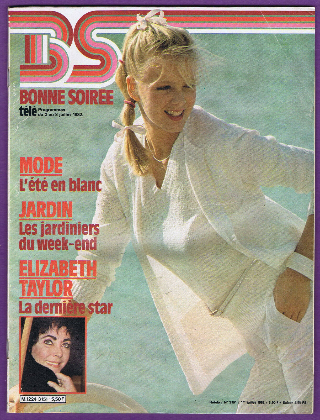 BONNE SOIREE TELE magazine side cover Issue 3151 1 July 1982
